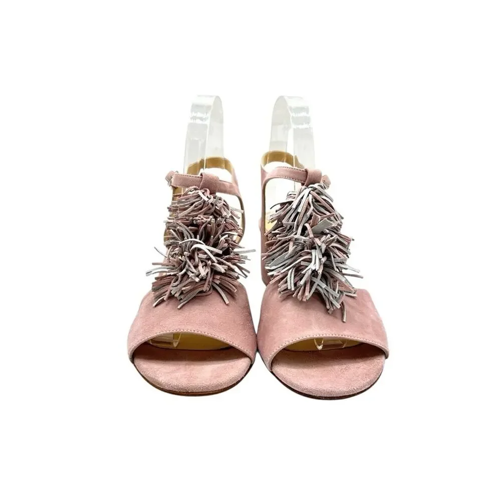 Cordani Nash Blush Suede Sandals SZ 8 (EU 38.5) Made in Italy Fringe Dusty Pink